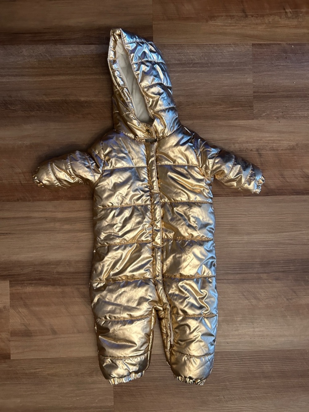 Gymboree Metallic Gold Baby Snowsuit Hooded One-Piece